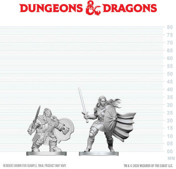 Dnd Unpainted Minis Dwarf Fighter & Orc Paladin